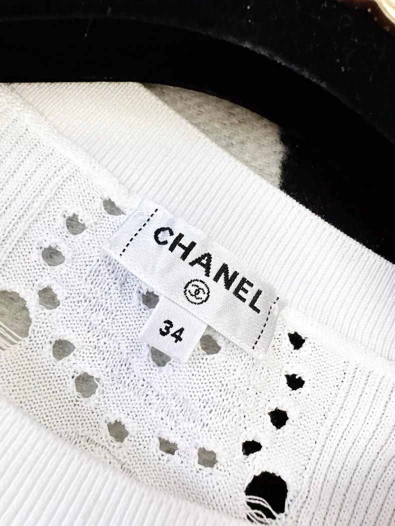 Chanel Chanel White Long Sleeve Knit Dress Size XS / US 0-2 / IT 36-38 - 4 Thumbnail
