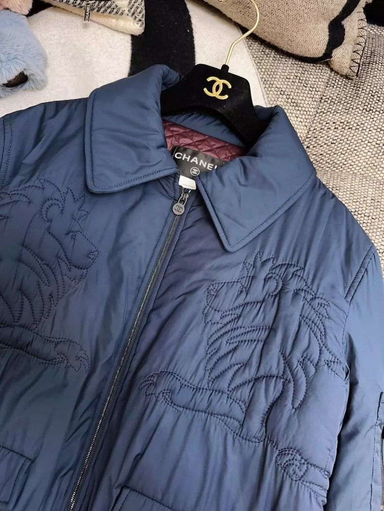 Chanel Chanel Deep Blue Lion-Embossed Cotton Jacket Size S / US 4 / IT 40 - 3 Thumbnail