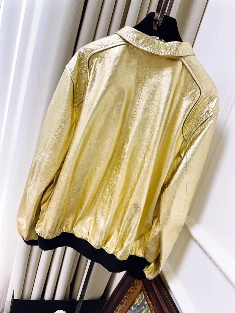 Chanel Chanel Gold Leather Jacket 23c Spring Collection Size M / US 6-8 / IT 42-44 - 2 Thumbnail