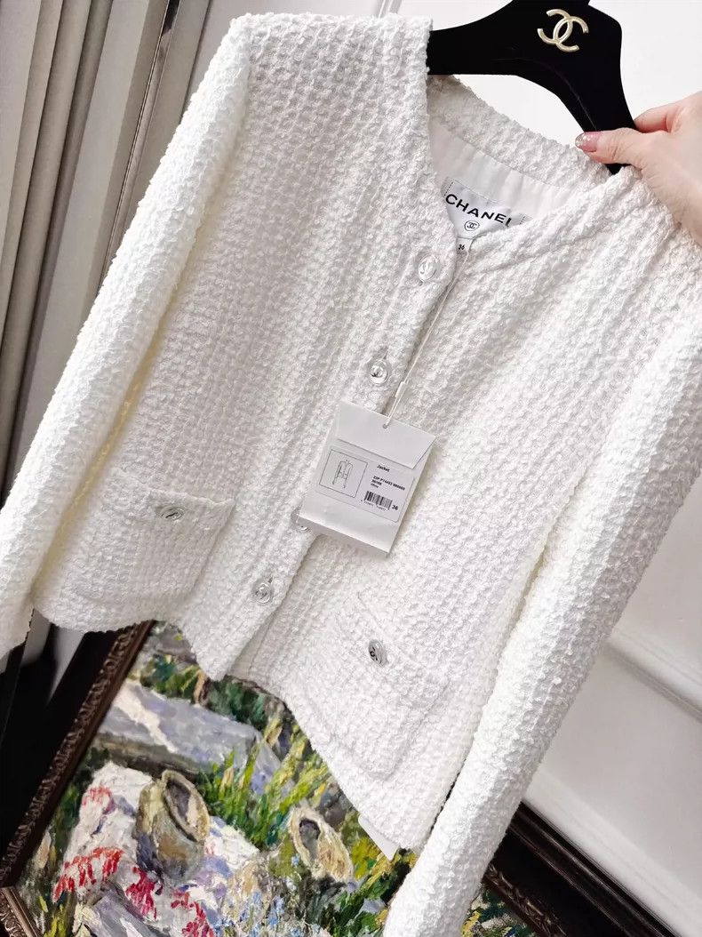 Chanel Chanel White Moonlight Woven Jacket Size S / US 4 / IT 40 - 7 Thumbnail