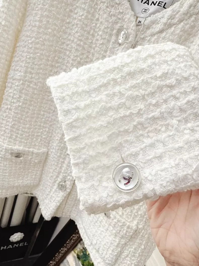 Chanel Chanel White Moonlight Woven Jacket Size S / US 4 / IT 40 - 3 Thumbnail