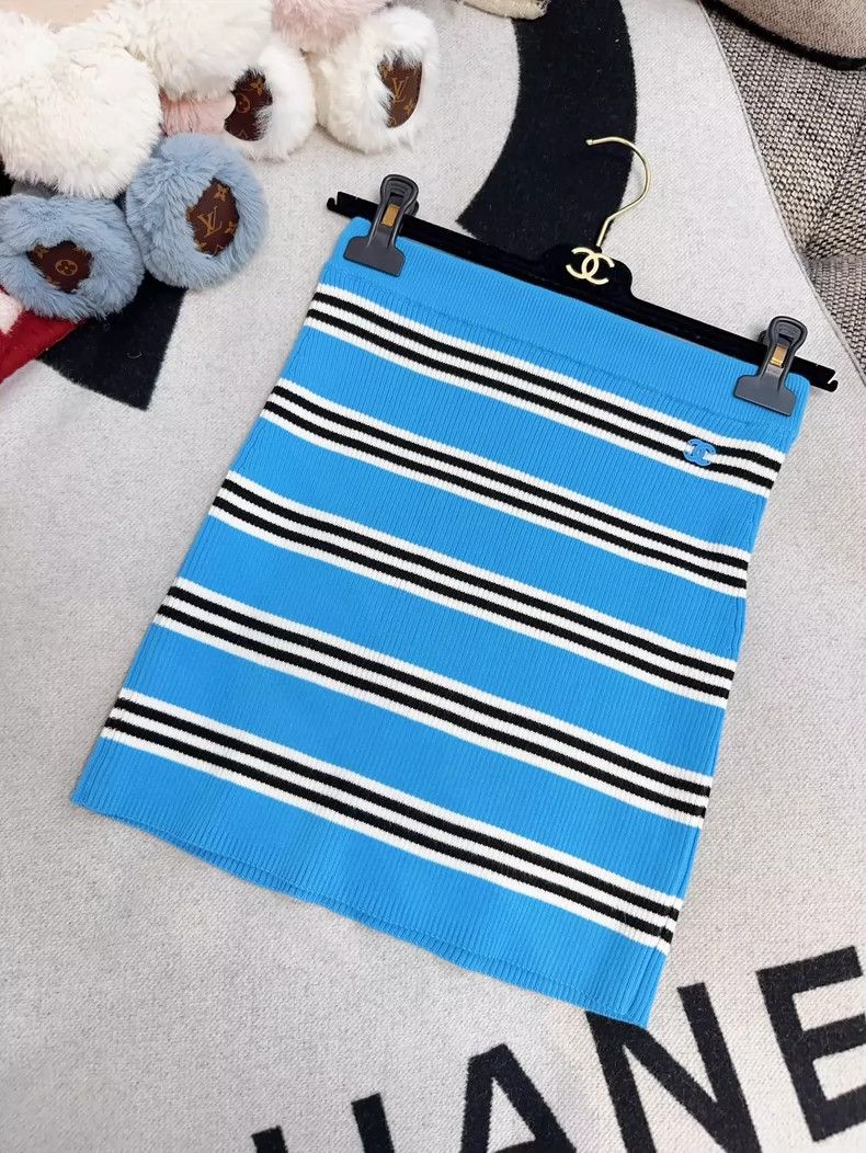 Chanel Chanel Blue Striped Knit Pencil Skirt Size 34" / US 12 / IT 48 - 8 Thumbnail