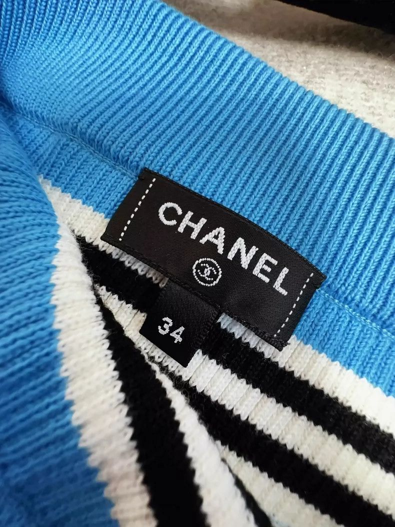 Chanel Chanel Blue Striped Knit Pencil Skirt Size 34" / US 12 / IT 48 - 4 Thumbnail