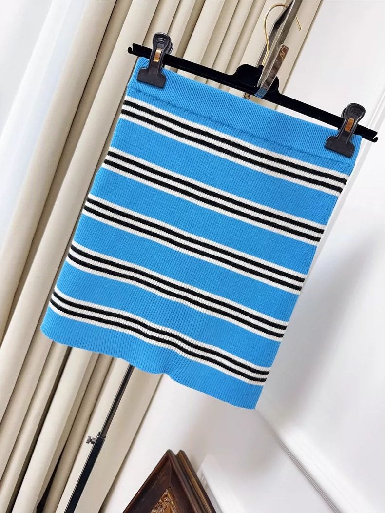 Chanel Chanel Blue Striped Knit Pencil Skirt Size 34" / US 12 / IT 48 - 2 Thumbnail