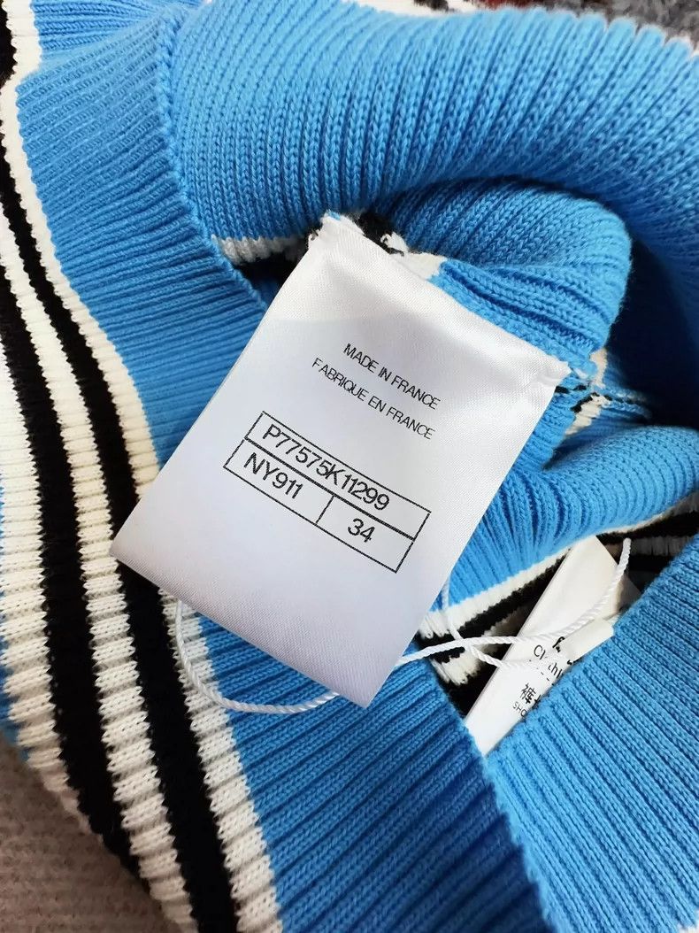 Chanel Chanel Blue Striped Knit Pencil Skirt Size 34" / US 12 / IT 48 - 5 Thumbnail