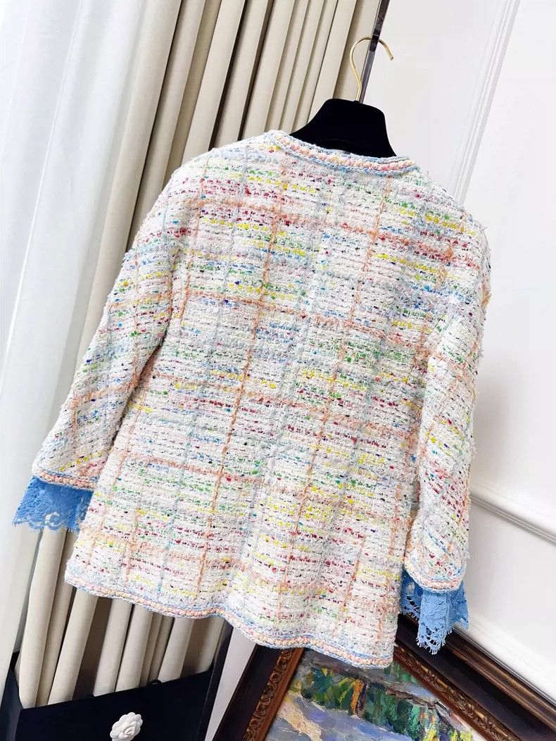 Chanel Chanel 19s Colorful Tweed Jacket with Lace Sleeves Size S / US 4 / IT 40 - 2 Thumbnail