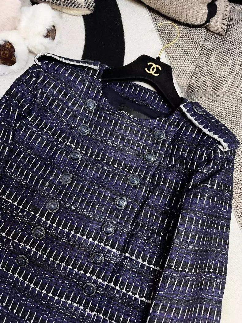 Chanel Chanel Navy Blue Woven Double-Breasted Jacket Size S / US 4 / IT 40 - 8 Thumbnail