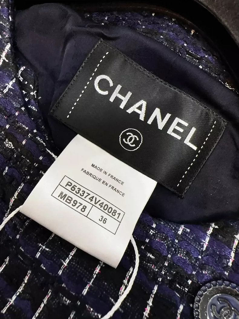 Chanel Chanel Navy Blue Woven Double-Breasted Jacket Size S / US 4 / IT 40 - 5 Thumbnail