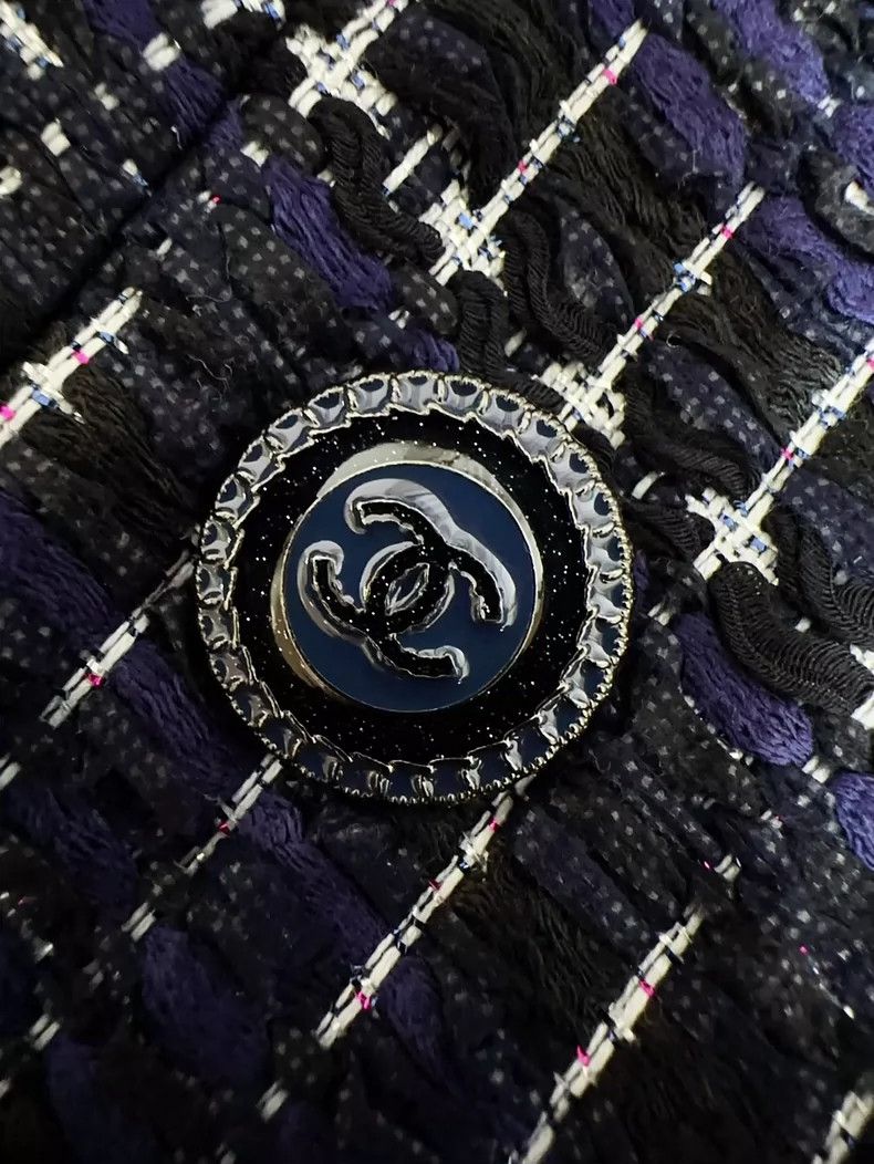 Chanel Chanel Navy Blue Woven Double-Breasted Jacket Size S / US 4 / IT 40 - 4 Thumbnail