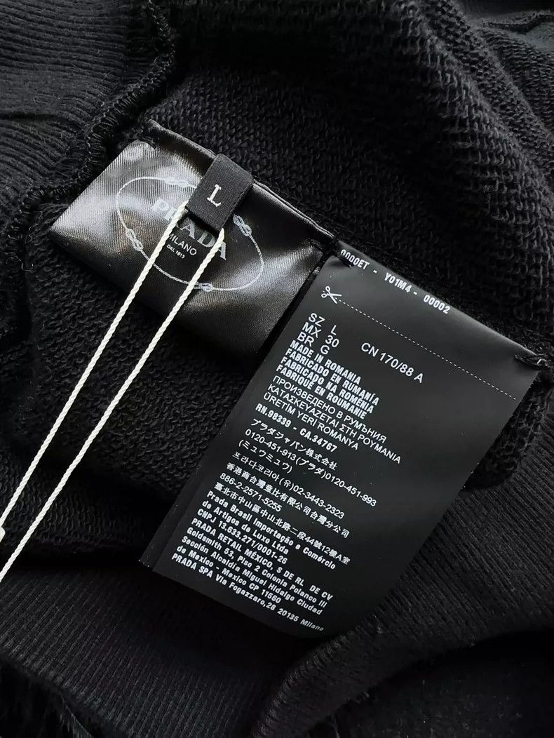 Prada Black Sweatshirt with Ostrich Feather Cuffs Size L / US 10 / IT 46 - 6 Thumbnail