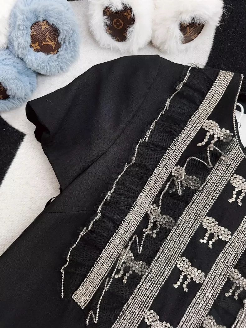 Valentino Valentino Black Short Sleeve Dress with Embellishments Size M / US 6-8 / IT 42-44 - 3 Thumbnail