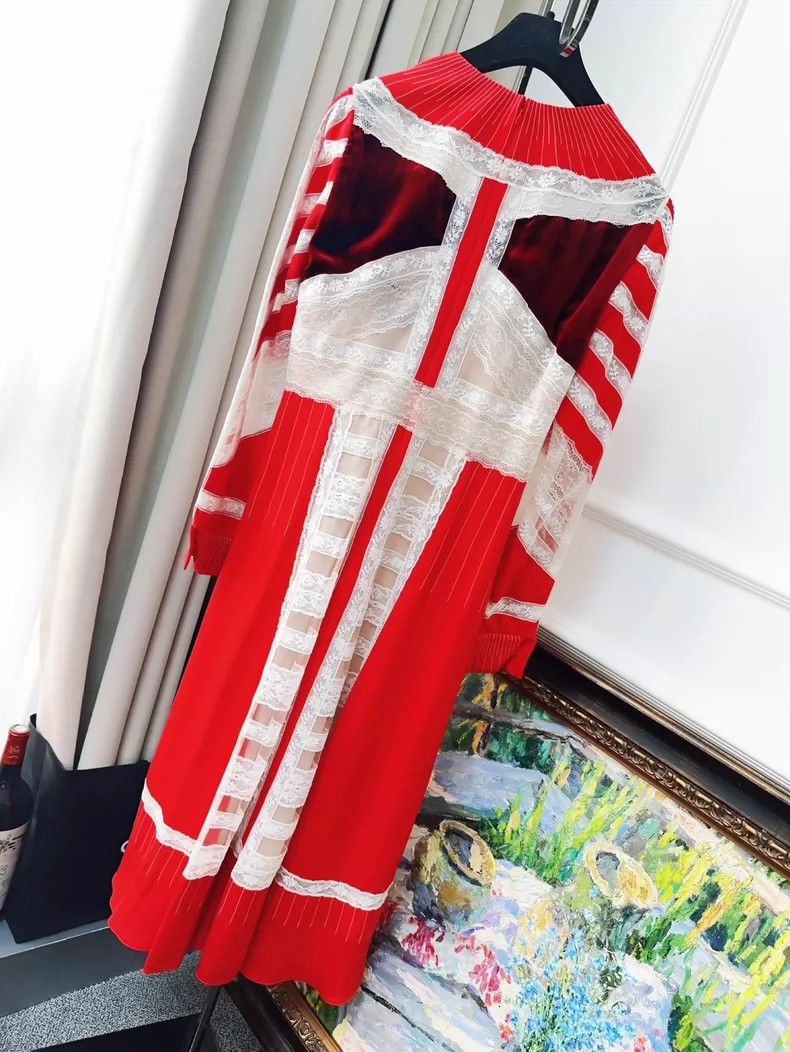 Valentino Valentino Red Long Sleeve Maxi Dress Size L / US 10 / IT 46 - 2 Thumbnail