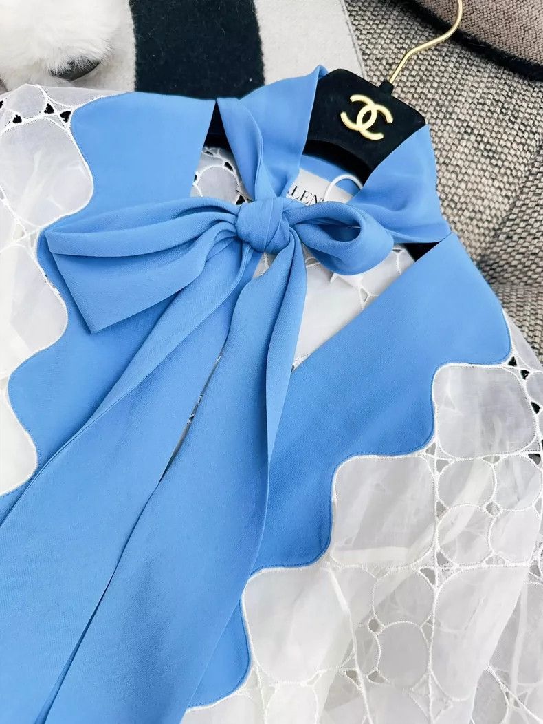 Valentino White and Blue Lace Dress - www.armafbd.com
