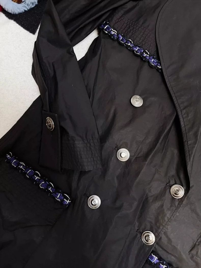 Chanel Chanel Black Long Coat with Silver Buttons Size S / US 4 / IT 40 - 3 Thumbnail