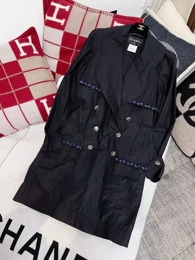 Chanel Chanel Black Long Coat with Silver Buttons Size S / US 4 / IT 40 - 7 Thumbnail