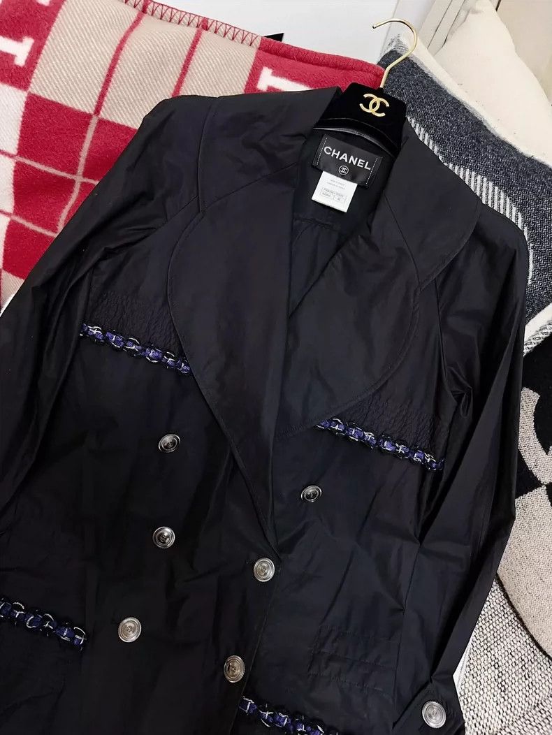 Chanel Chanel Black Long Coat with Silver Buttons Size S / US 4 / IT 40 - 2 Thumbnail
