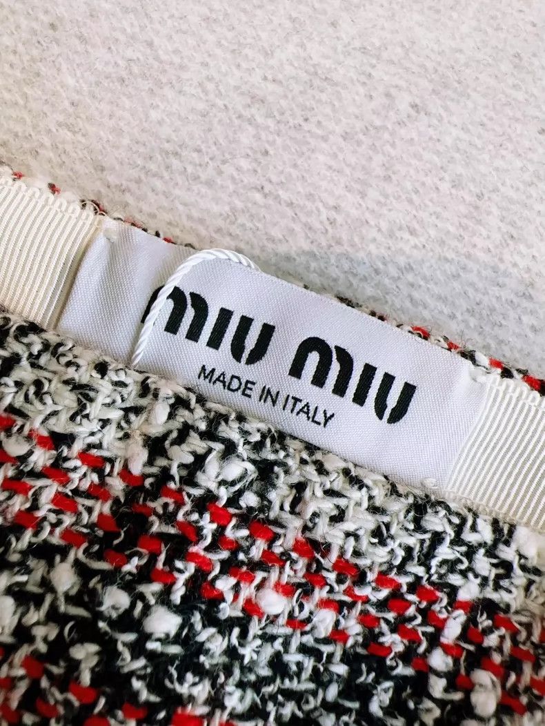Prada Miu Miu Red Tweed Skirt Size 38 Size 38" / US 16 / IT 52 - 5 Thumbnail