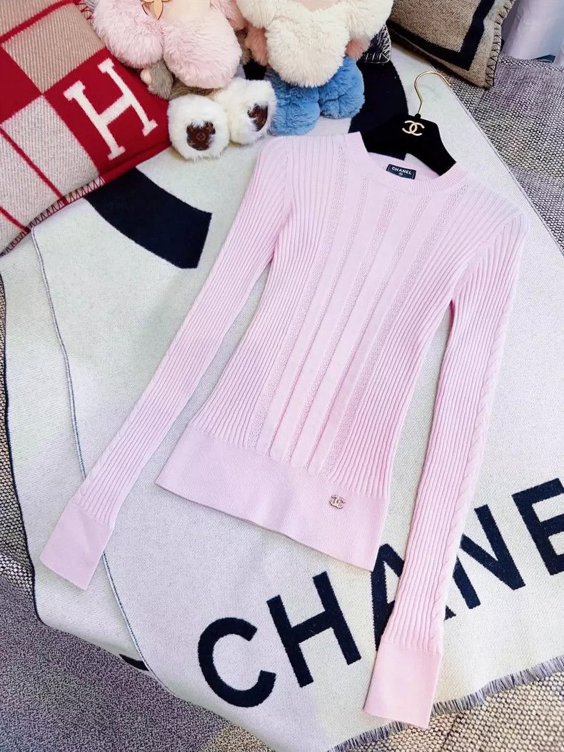 Chanel Chanel Pink Textured Knit Top Size XS / US 0-2 / IT 36-38 - 3 Thumbnail
