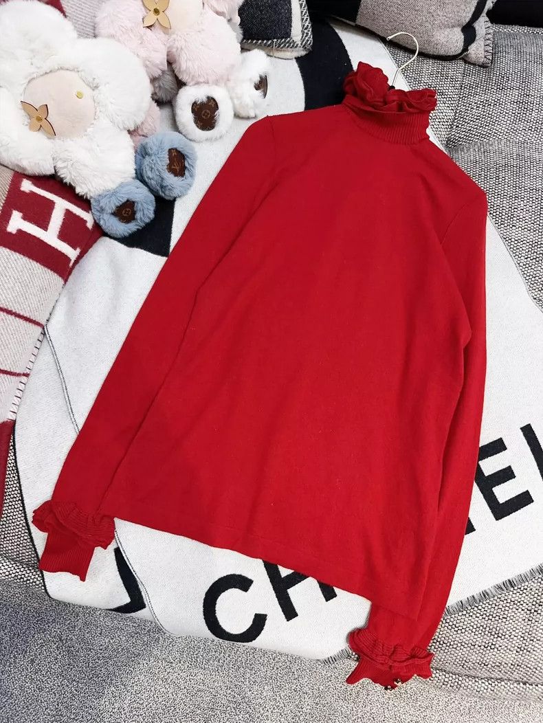Chanel Chanel Red High Neck Wool Sweater 15A Size S / US 4 / IT 40 - 9 Thumbnail
