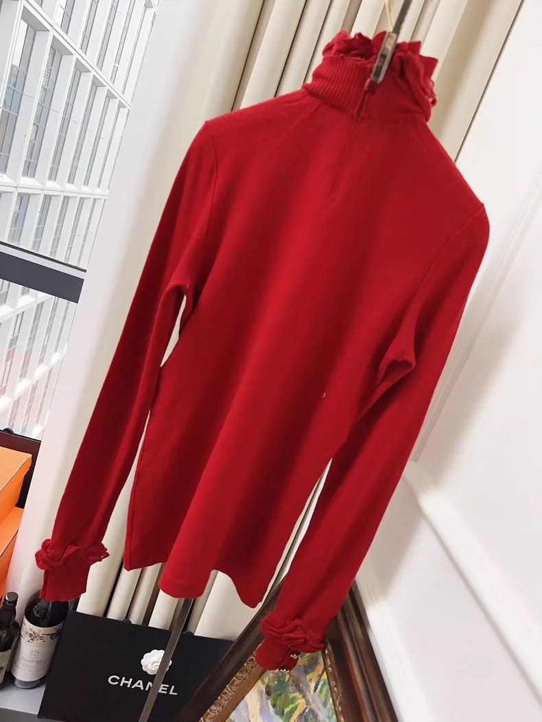 Chanel Chanel Red High Neck Wool Sweater 15A Size S / US 4 / IT 40 - 2 Thumbnail