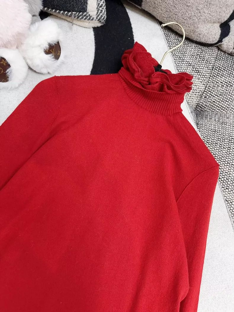 Chanel Chanel Red High Neck Wool Sweater 15A Size S / US 4 / IT 40 - 3 Thumbnail