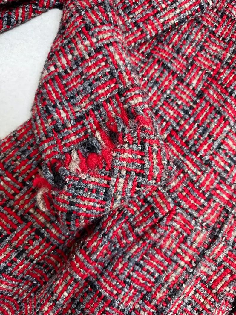 Chanel Chanel Red Tweed Mid-Length Coat Outerwear Size L / US 10 / IT 46 - 4 Thumbnail