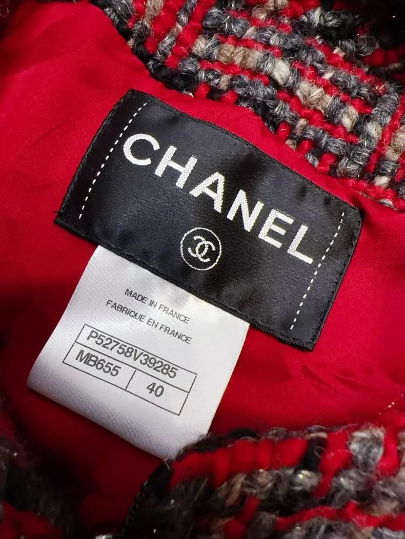 Chanel Chanel Red Tweed Mid-Length Coat Outerwear Size L / US 10 / IT 46 - 6 Thumbnail