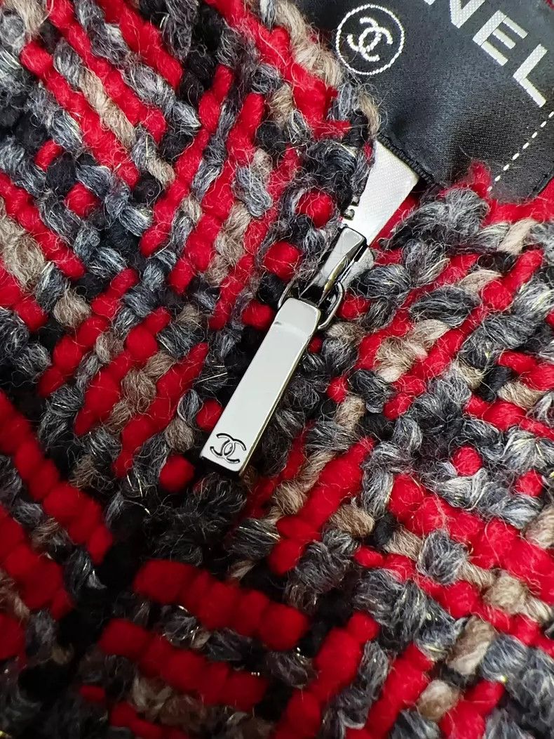 Chanel Chanel Red Tweed Mid-Length Coat Outerwear Size L / US 10 / IT 46 - 5 Thumbnail