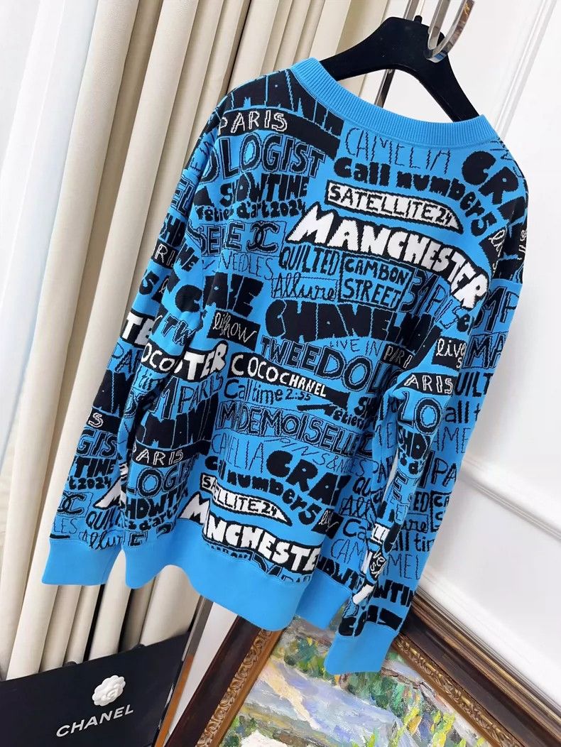 Chanel Chanel Blue Graffiti Knit Sweater Size 38 Size M / US 6-8 / IT 42-44 - 2 Thumbnail