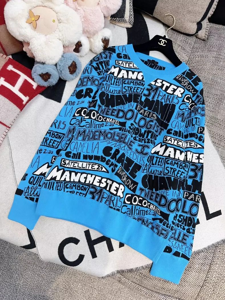 Chanel Chanel Blue Graffiti Knit Sweater Size 38 Size M / US 6-8 / IT 42-44 - 7 Thumbnail