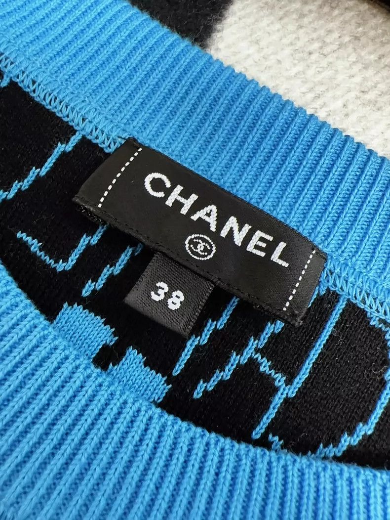 Chanel Chanel Blue Graffiti Knit Sweater Size 38 Size M / US 6-8 / IT 42-44 - 5 Thumbnail