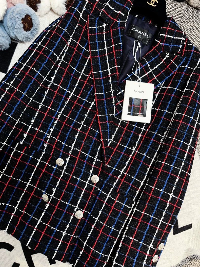 Chanel Chanel Black Red White Plaid Blazer Jacket Size S / US 4 / IT 40 - 6 Thumbnail