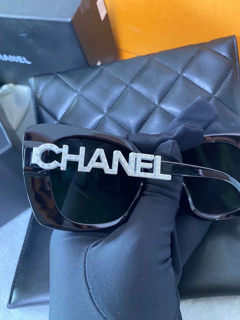 Chanel Chanel Rhinestone Letter Sunglasses Size ONE SIZE - 3 Thumbnail