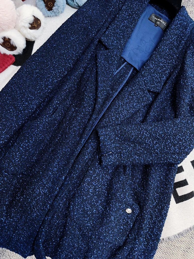 Chanel Chanel Deep Blue Woven Long Coat Size M / US 6-8 / IT 42-44 - 4 Thumbnail