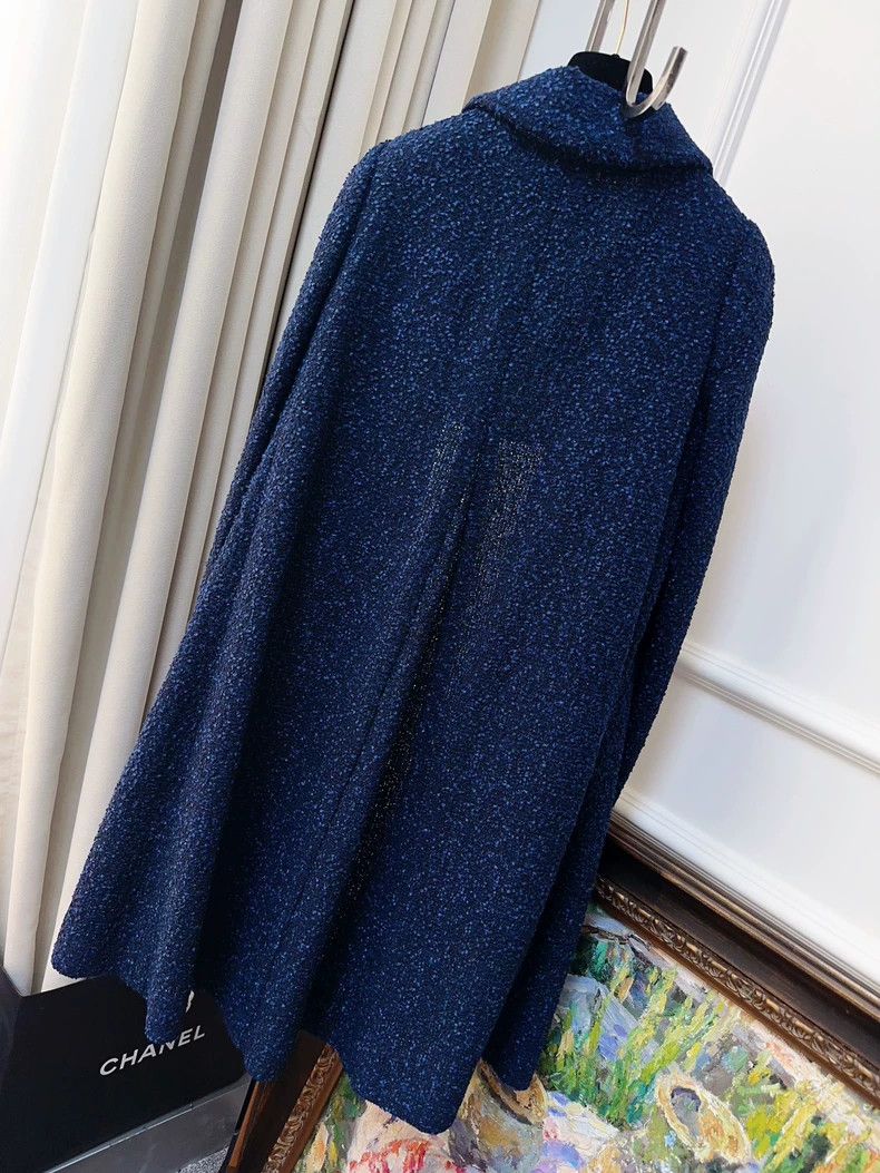 Chanel Chanel Deep Blue Woven Long Coat Size M / US 6-8 / IT 42-44 - 2 Thumbnail