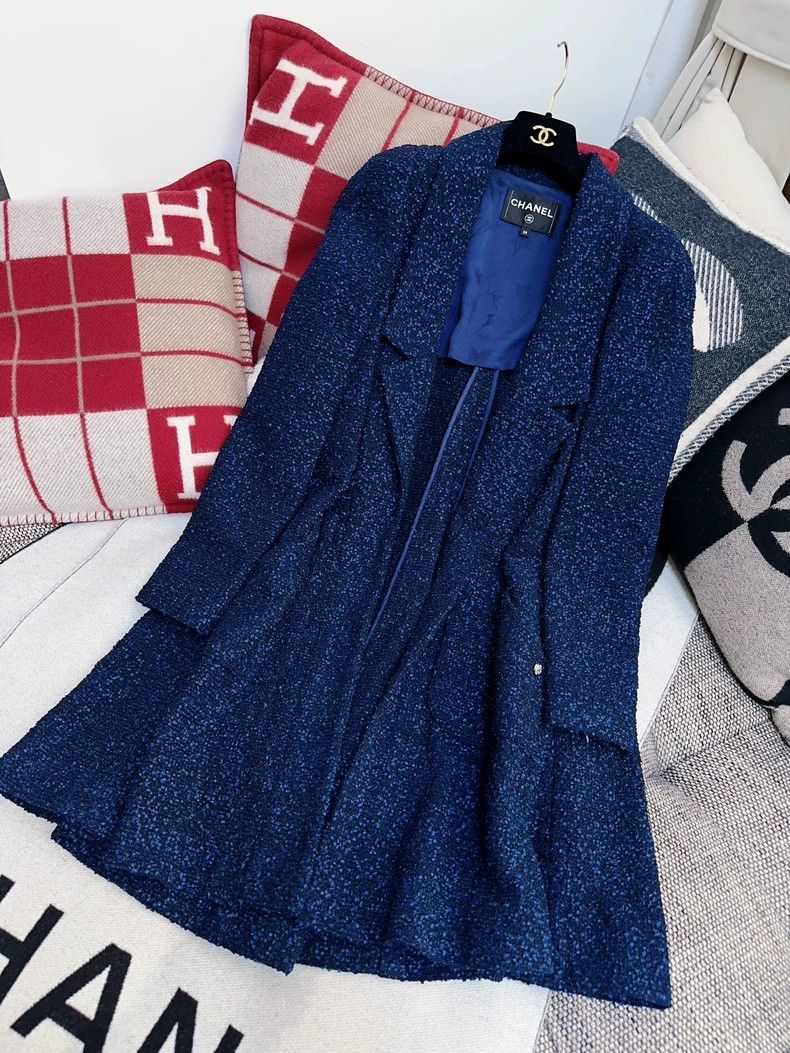 Chanel Chanel Deep Blue Woven Long Coat Size M / US 6-8 / IT 42-44 - 9 Thumbnail