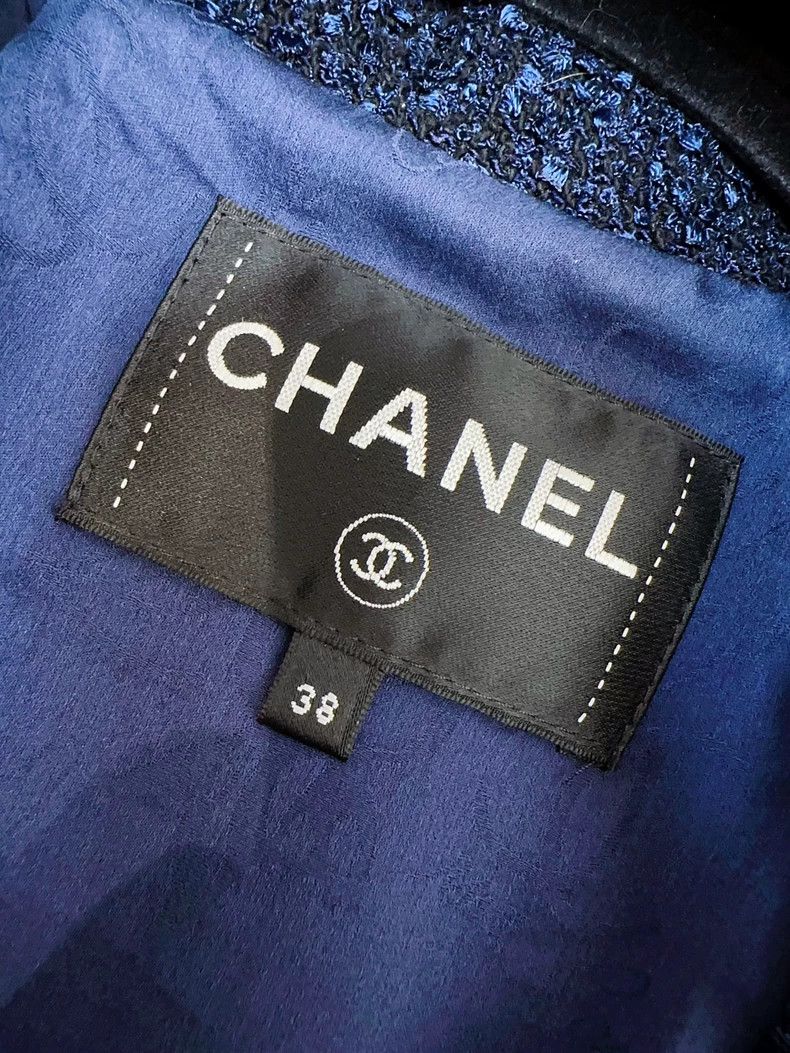 Chanel Chanel Deep Blue Woven Long Coat Size M / US 6-8 / IT 42-44 - 8 Thumbnail