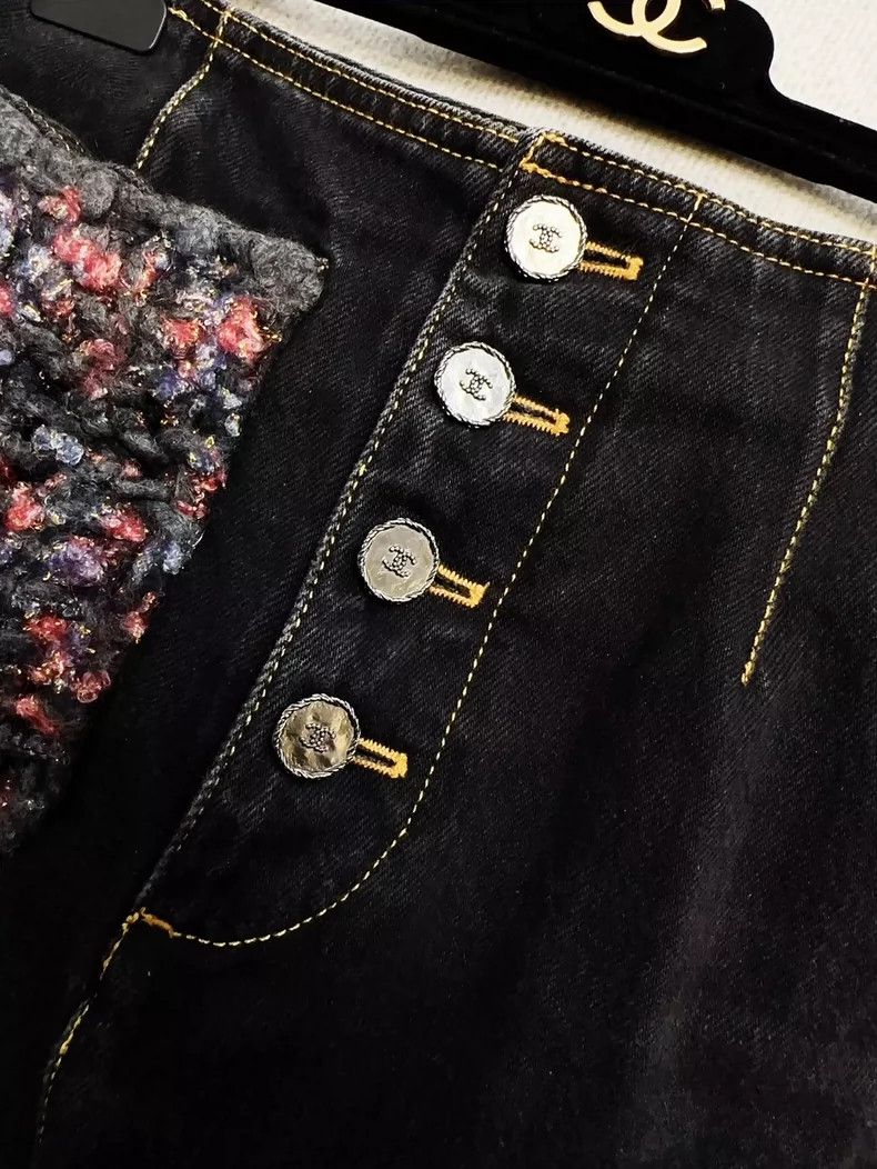 Chanel Chanel Black Wide-Leg Denim Pants with Pocket Size 38" / US 16 / IT 52 - 3 Thumbnail