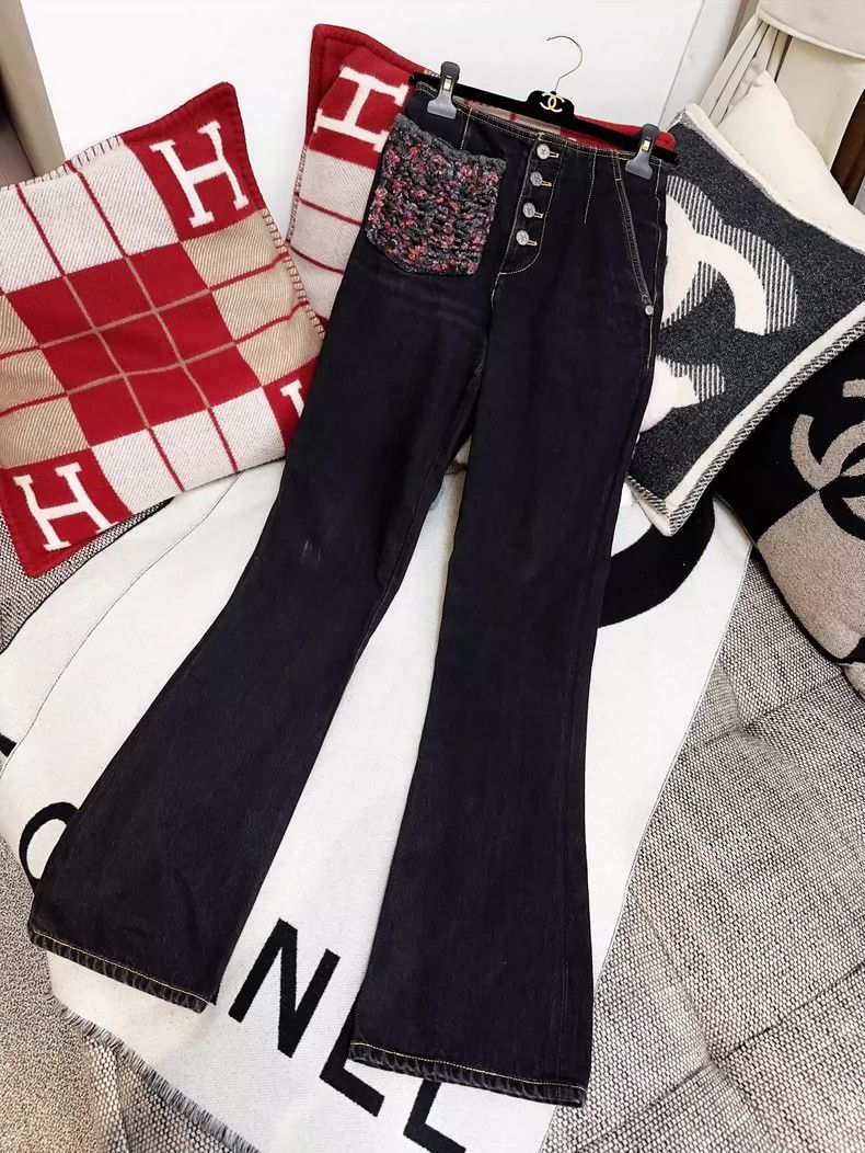 Chanel Chanel Black Wide-Leg Denim Pants with Pocket Size 38" / US 16 / IT 52 - 7 Thumbnail