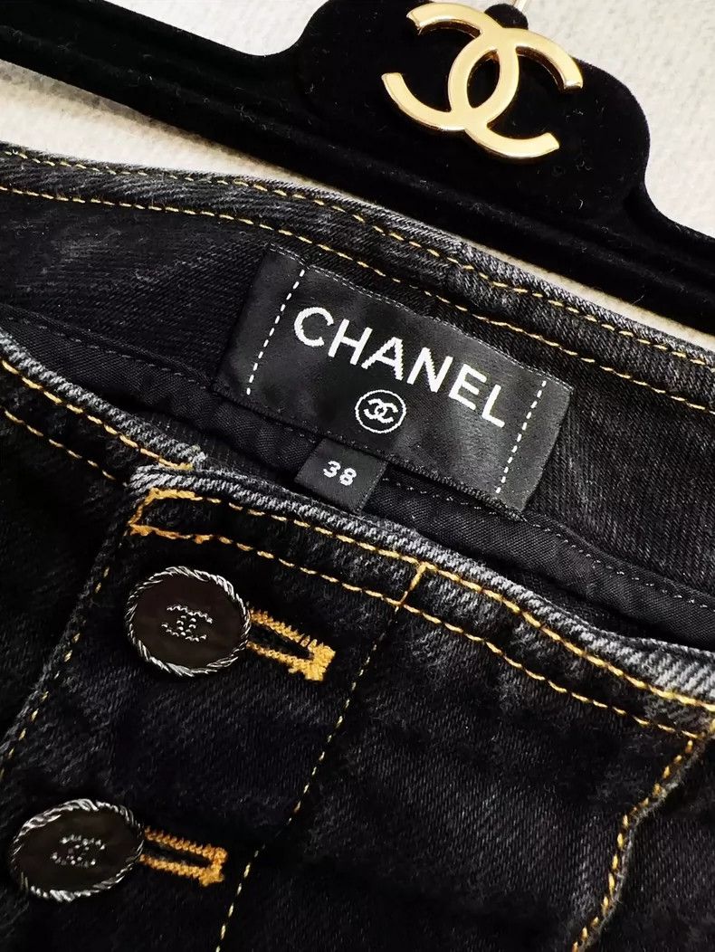 Chanel Chanel Black Wide-Leg Denim Pants with Pocket Size 38" / US 16 / IT 52 - 4 Thumbnail