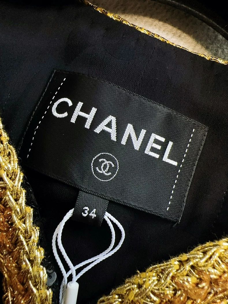 Chanel Chanel Black Sequined Woven Jacket with Gold Trim Size XS / US 0-2 / IT 36-38 - 5 Thumbnail