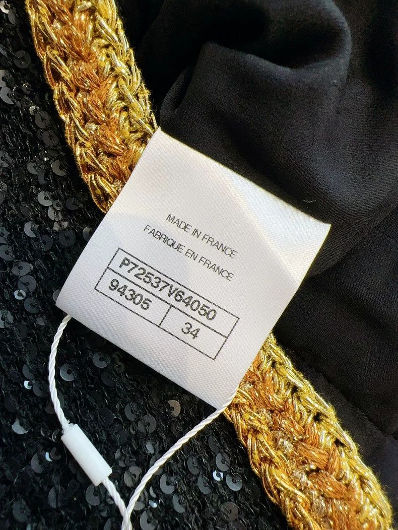 Chanel Chanel Black Sequined Woven Jacket with Gold Trim Size XS / US 0-2 / IT 36-38 - 4 Thumbnail