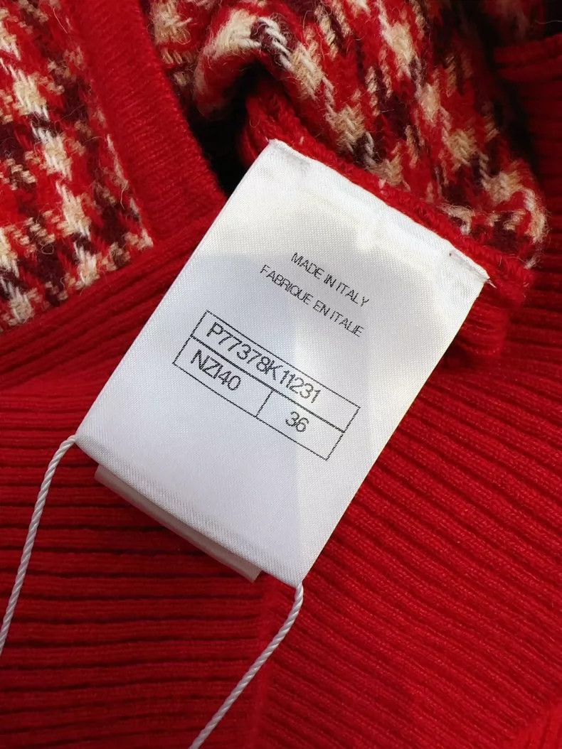 Chanel Chanel Red Check Sweater Jacket Size S / US 4 / IT 40 - 7 Thumbnail
