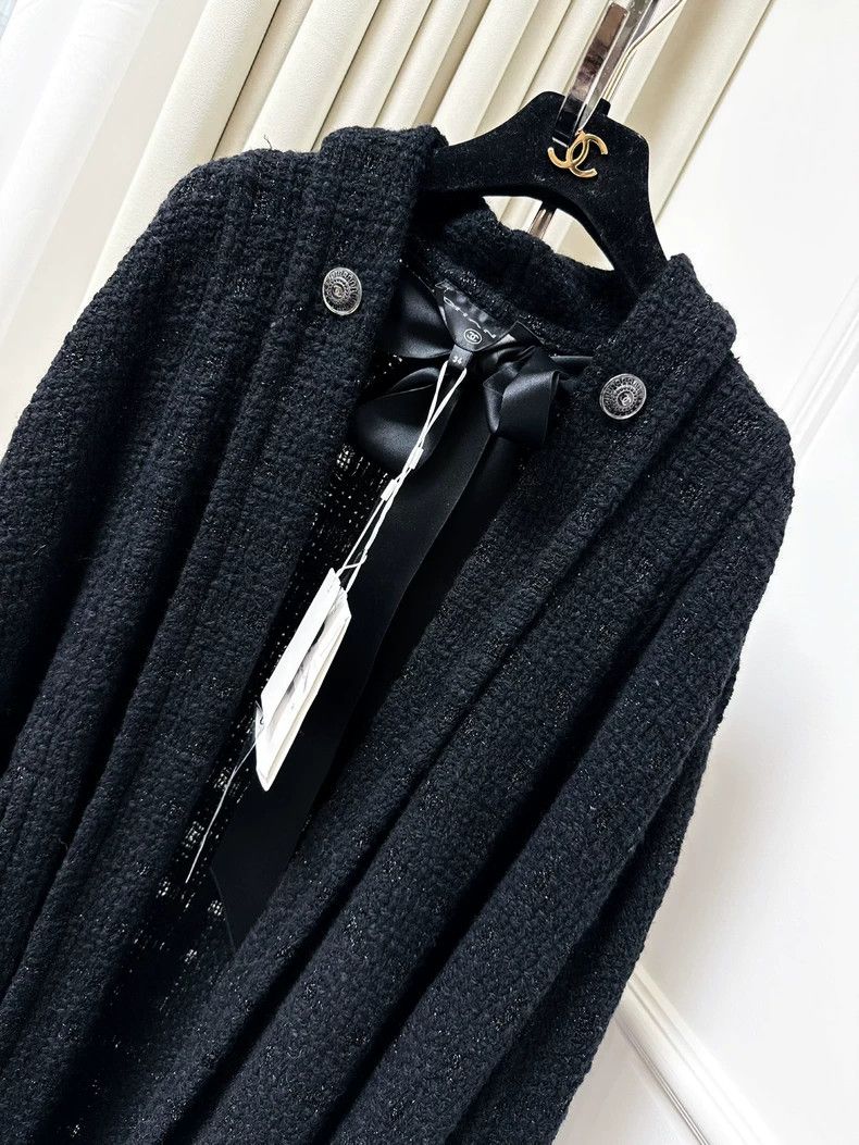Chanel Chanel Black Woven Long Cape with Tags Size S / US 4 / IT 40 - 8 Thumbnail