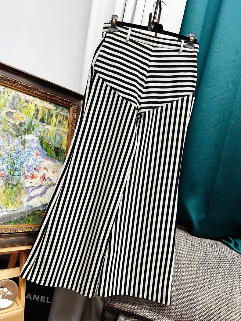 Chanel Chanel Black White Striped Wool Pants Size 38" / US 16 / IT 52 - 6 Thumbnail