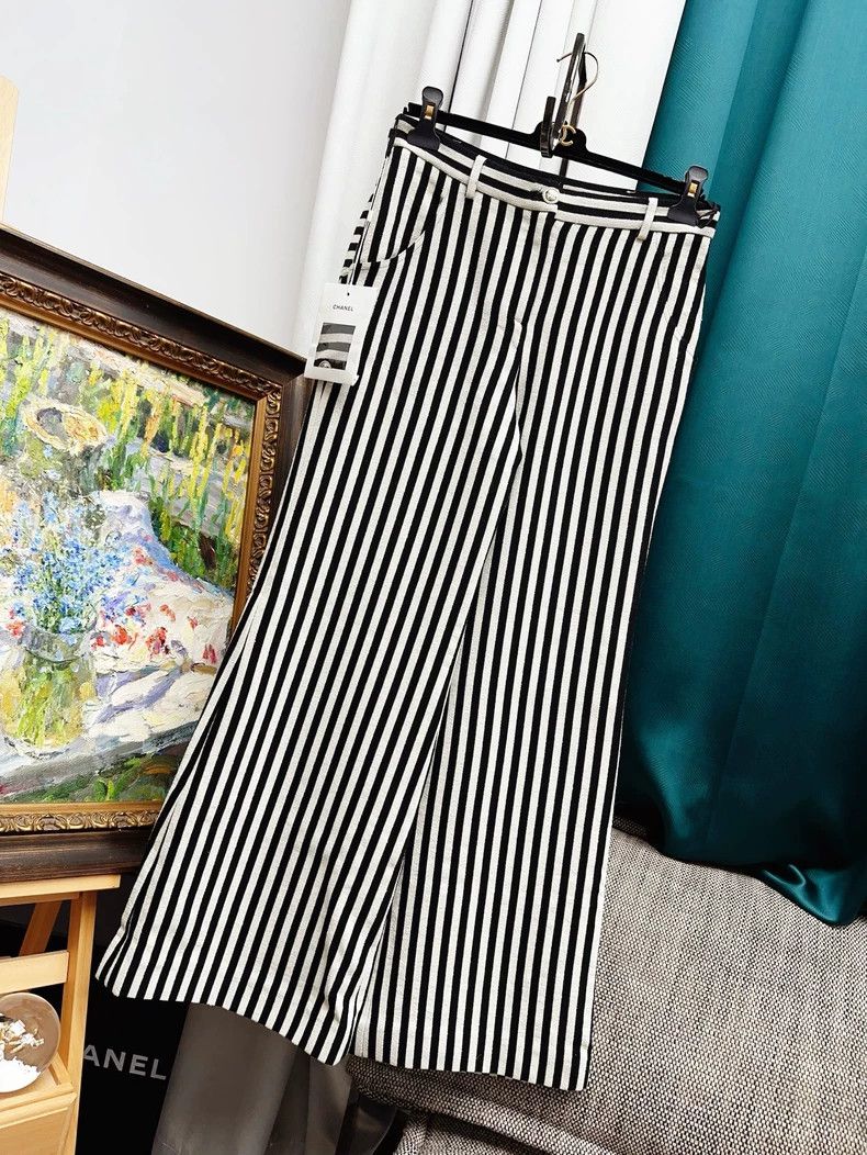 Chanel Chanel Black White Striped Wool Pants Size 38" / US 16 / IT 52 - 5 Thumbnail