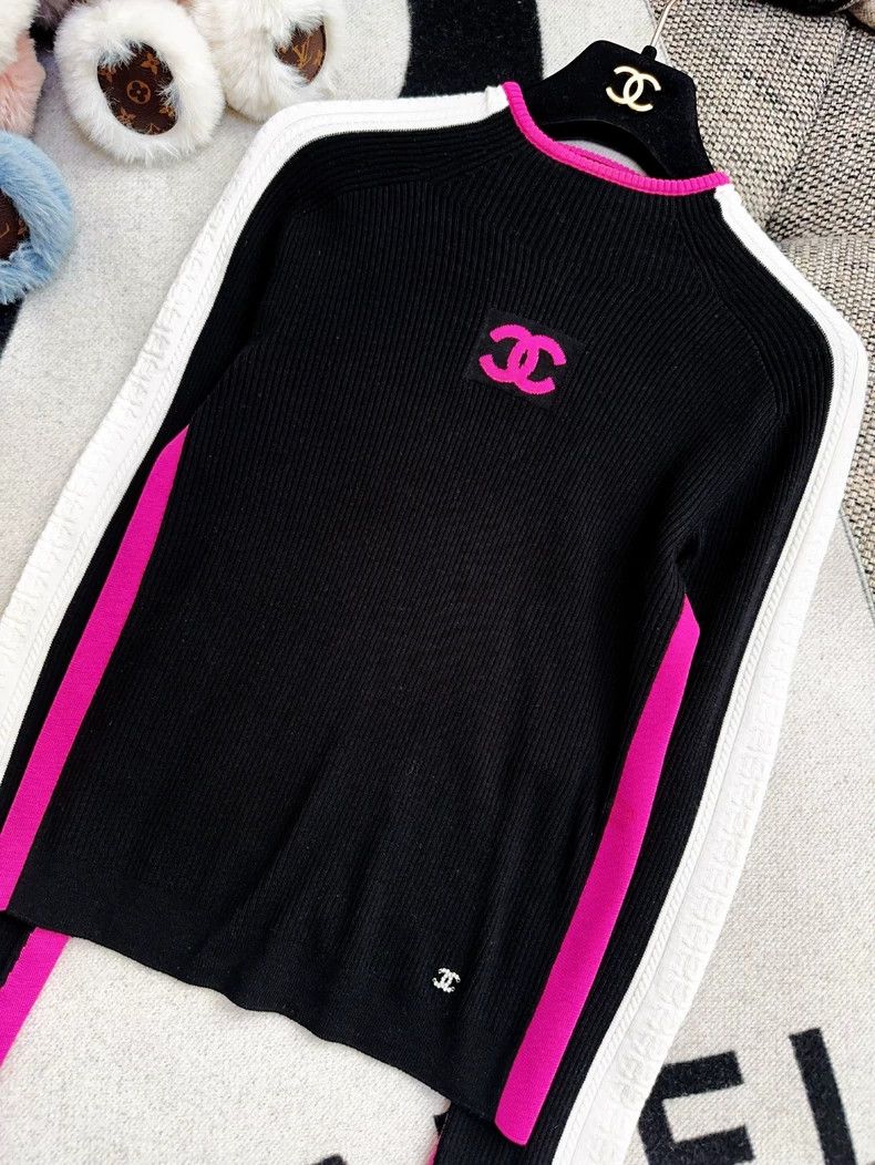 Chanel Chanel Coco Neige Black Color Block Top Size S / US 4 / IT 40 - 2 Thumbnail