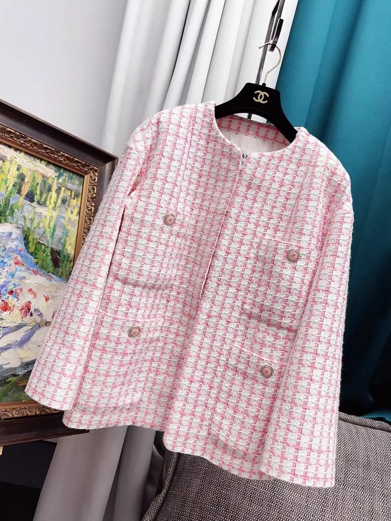 Chanel Chanel Pink and White Checkered Jacket Size S / US 4 / IT 40 - 7 Thumbnail