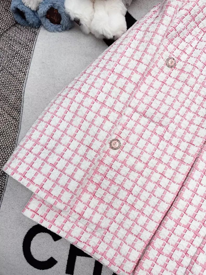 Chanel Chanel Pink and White Checkered Jacket Size S / US 4 / IT 40 - 6 Thumbnail
