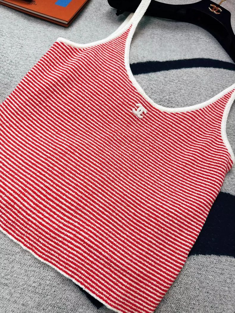 Chanel Chanel Pink Striped Tank Top with Tags Size L / US 10 / IT 46 - 4 Thumbnail